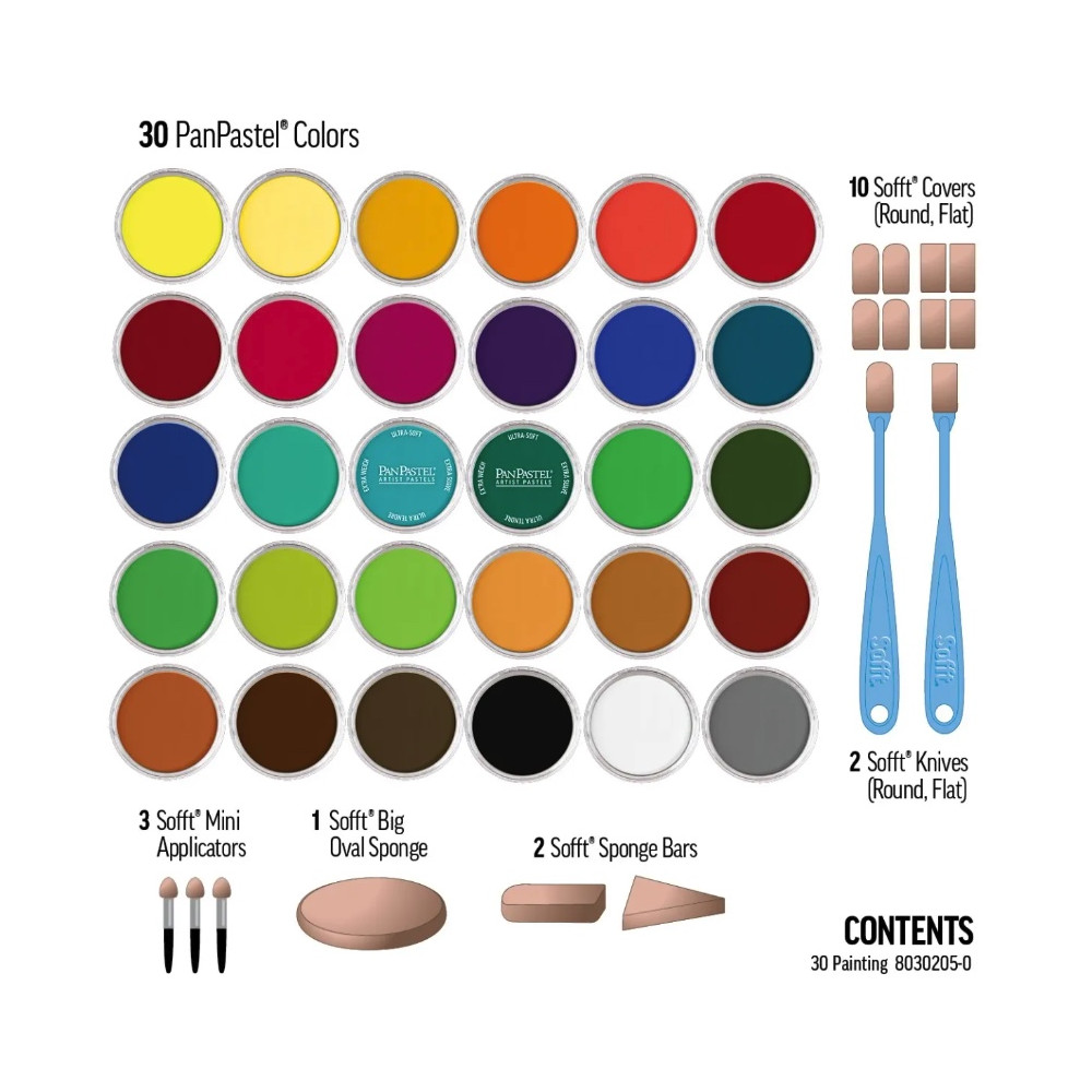 Zestaw suchych pasteli PanPastel Pure Colors - 30 kolorów