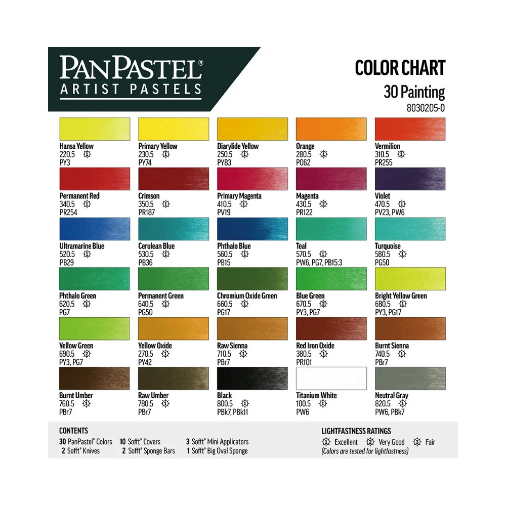 Set of Ultra Soft PanPastels Pure Colors - 30 colors