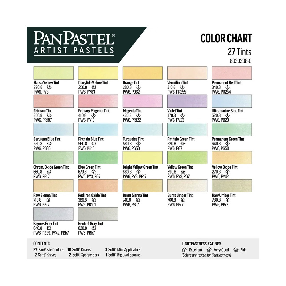 Zestaw suchych pasteli PanPastel Tints - 27 kolorów