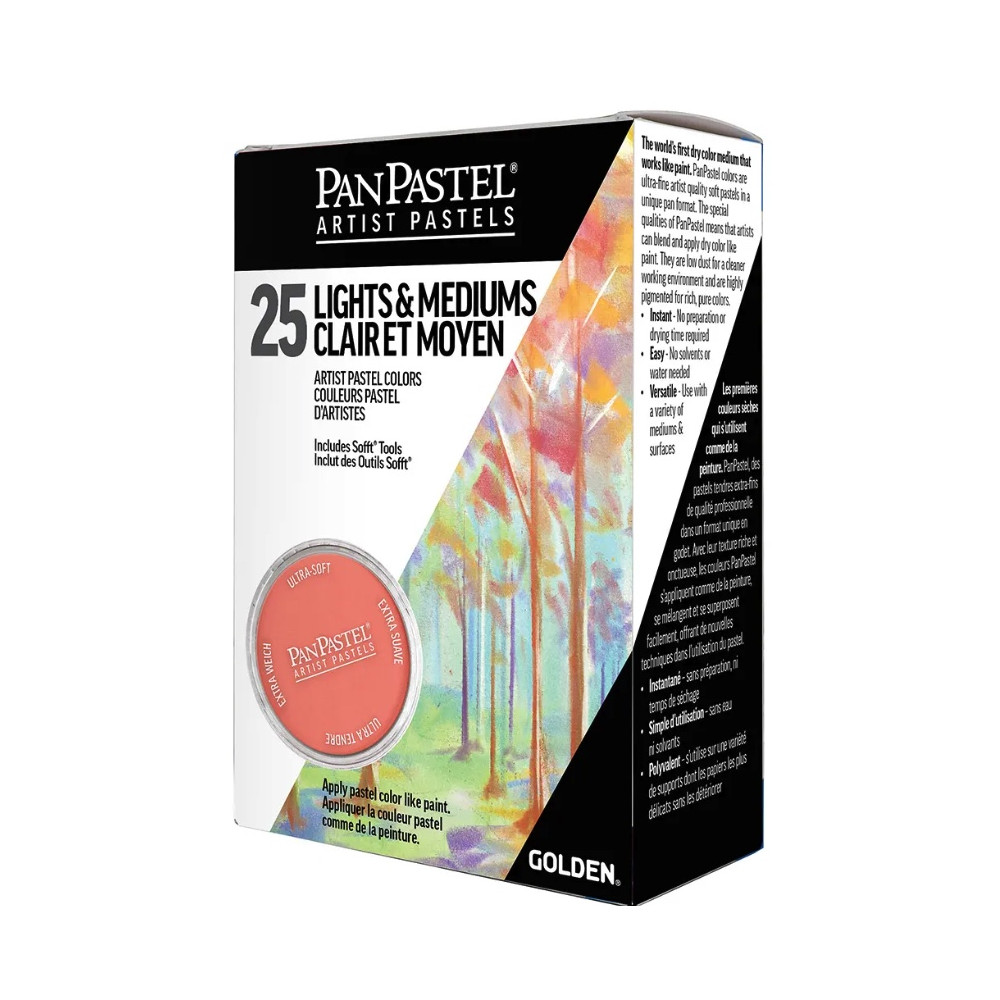 Zestaw suchych pasteli PanPastel Lights & Mediums - 25 kolorów