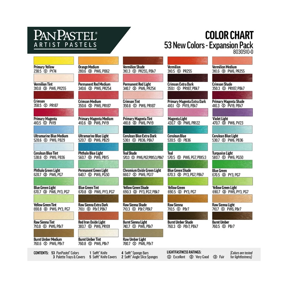 Zestaw suchych pasteli PanPastel Expansion Pack - 53 kolory