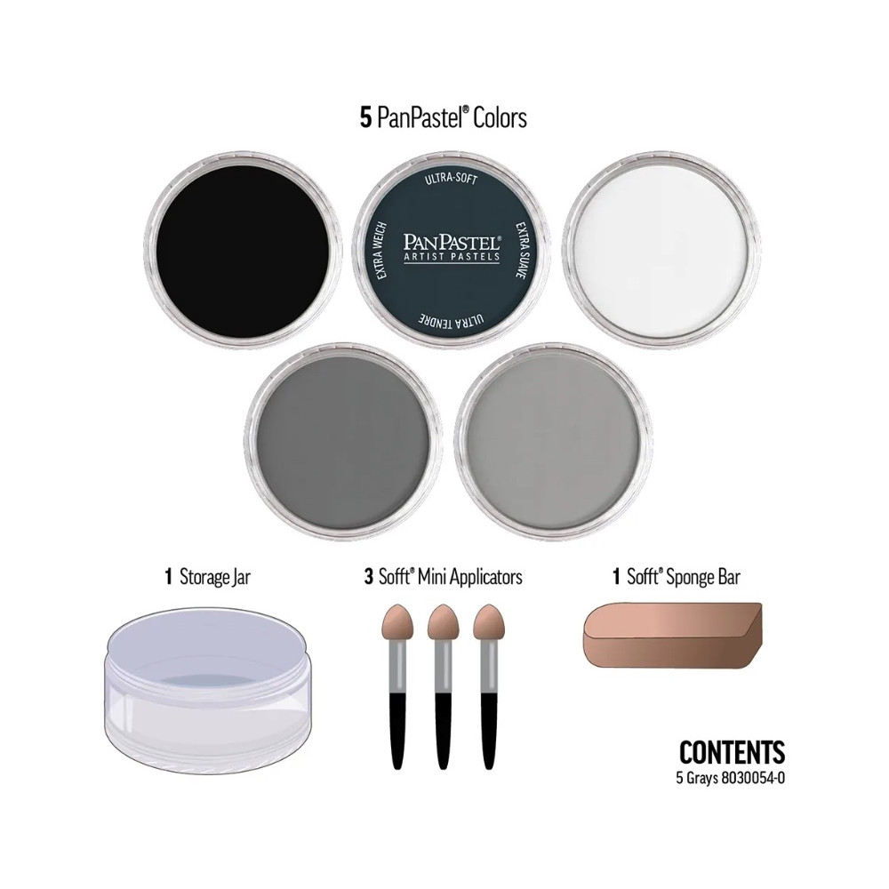 Set of Ultra Soft PanPastels Grays - 5 colors