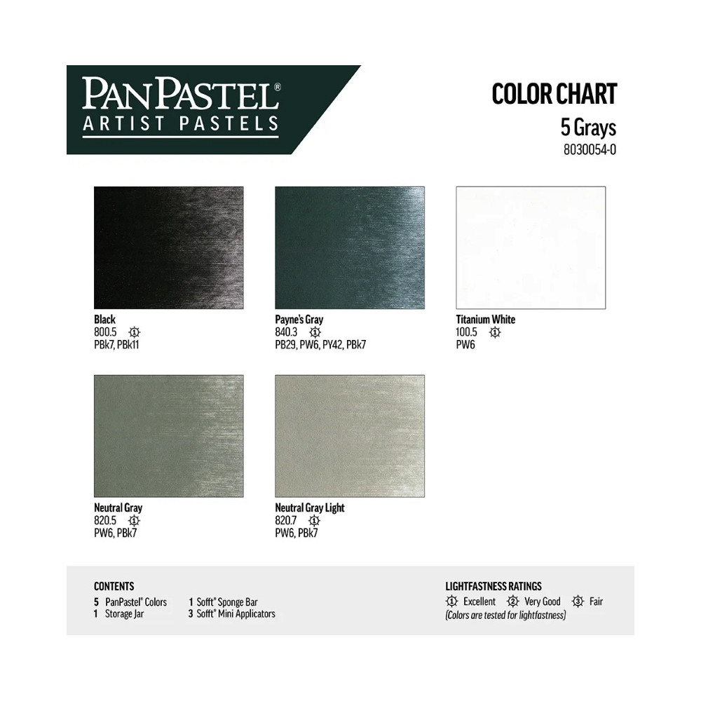 Set of Ultra Soft PanPastels Grays - 5 colors