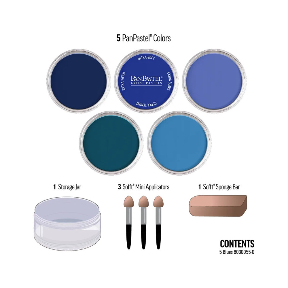 Set of Ultra Soft PanPastels Blues - 5 colors