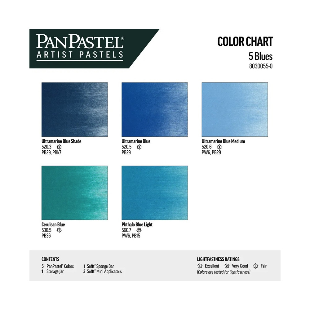 Set of Ultra Soft PanPastels Blues - 5 colors