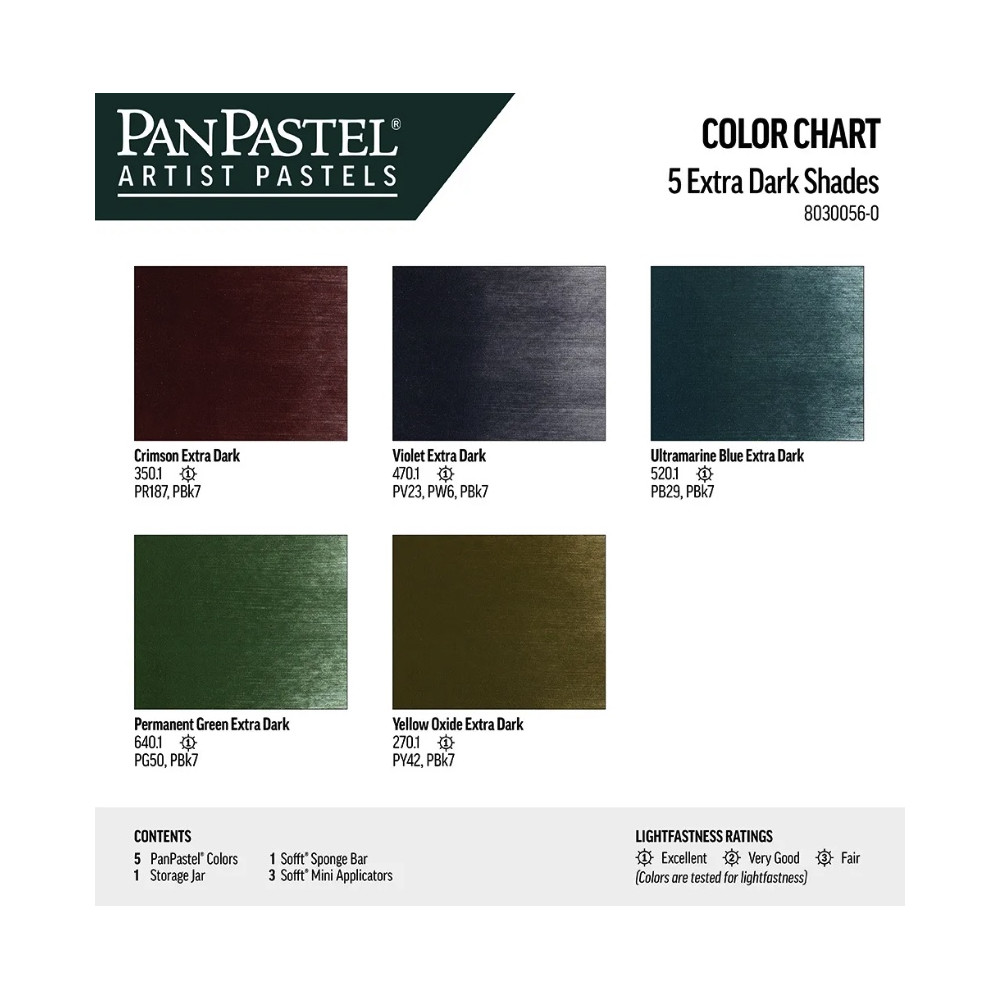 Zestaw suchych pasteli PanPastel Extra Dark Shades - 5 kolorów