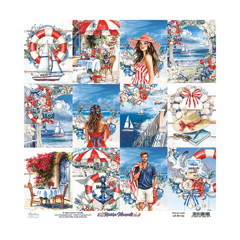 Scrapbooking paper 30,5 x 30,5 cm - Mintay - Riviera Moments 06
