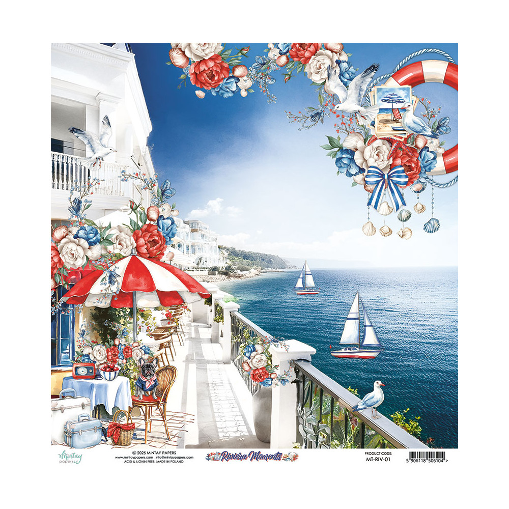 Scrapbooking paper 30,5 x 30,5 cm - Mintay - Riviera Moments 01