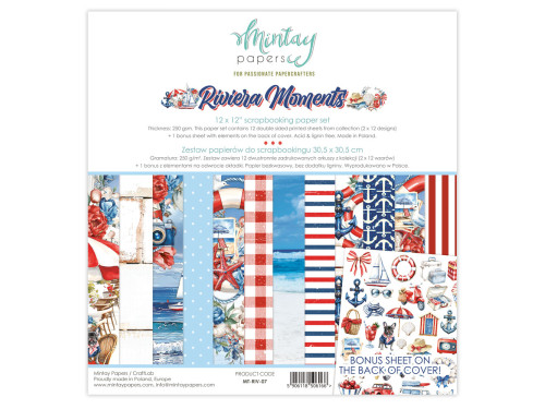 Set of scrapbooking papers 30,5 x 30,5 cm - Mintay - Riviera Moments