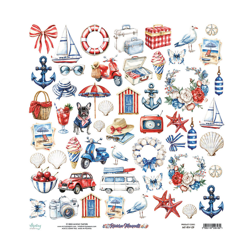 Set of scrapbooking papers 30,5 x 30,5 cm - Mintay - Riviera Moments