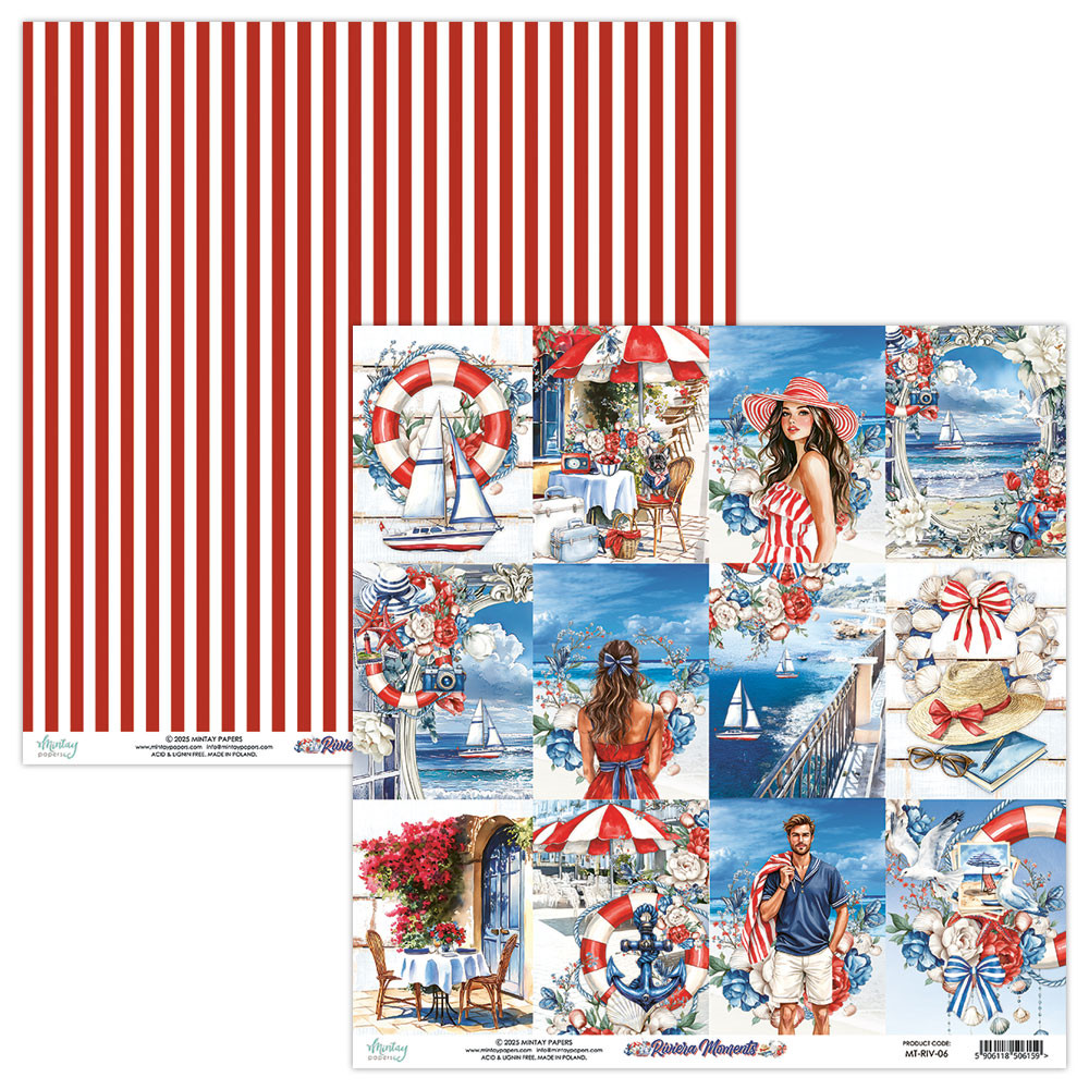 Set of scrapbooking papers 20,3 x 20,3 cm - Mintay - Riviera Moments