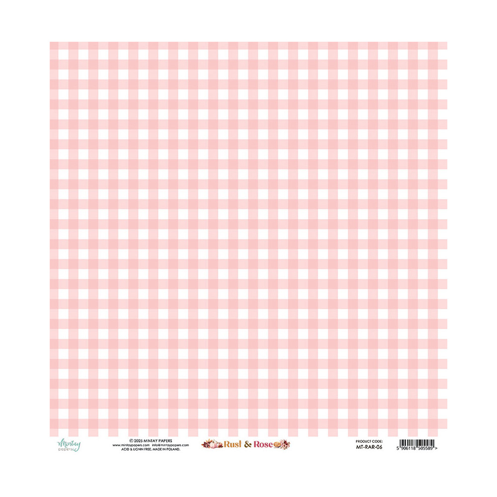 Papier do scrapbookingu 30,5 x 30,5 cm - Mintay - Rust & Rose 06