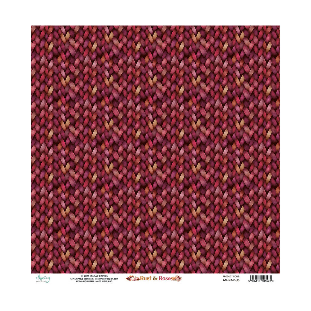Papier do scrapbookingu 30,5 x 30,5 cm - Mintay - Rust & Rose 05