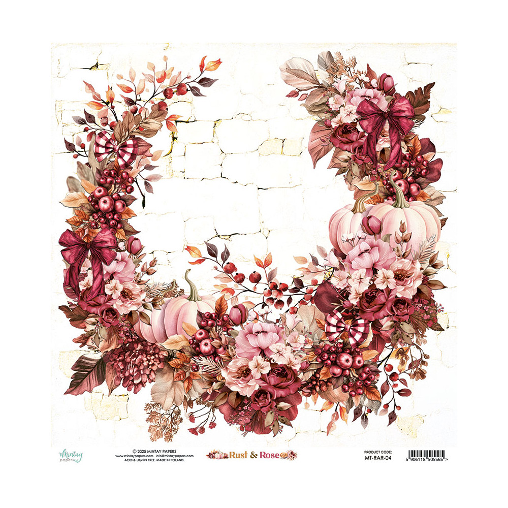 Scrapbooking paper 30,5 x 30,5 cm - Mintay - Rust & Rose 04