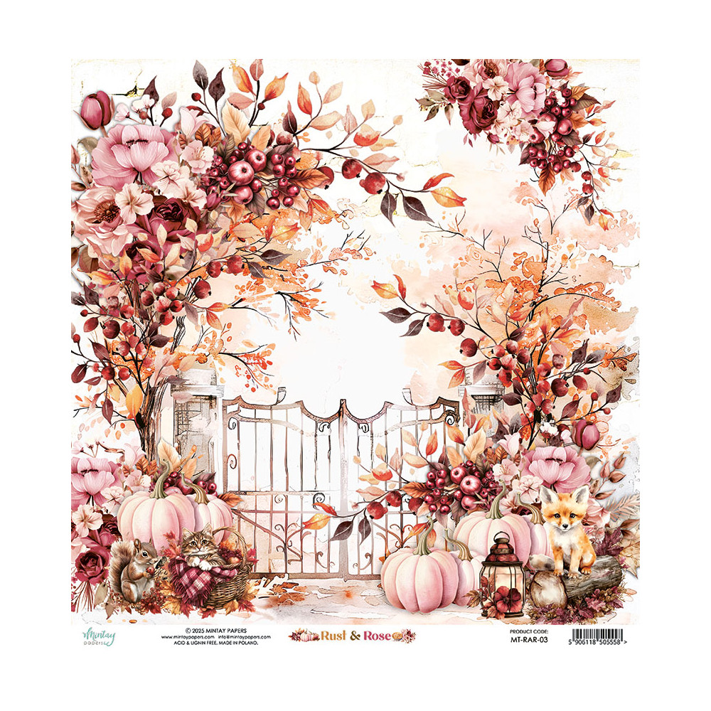 Scrapbooking paper 30,5 x 30,5 cm - Mintay - Rust & Rose 03