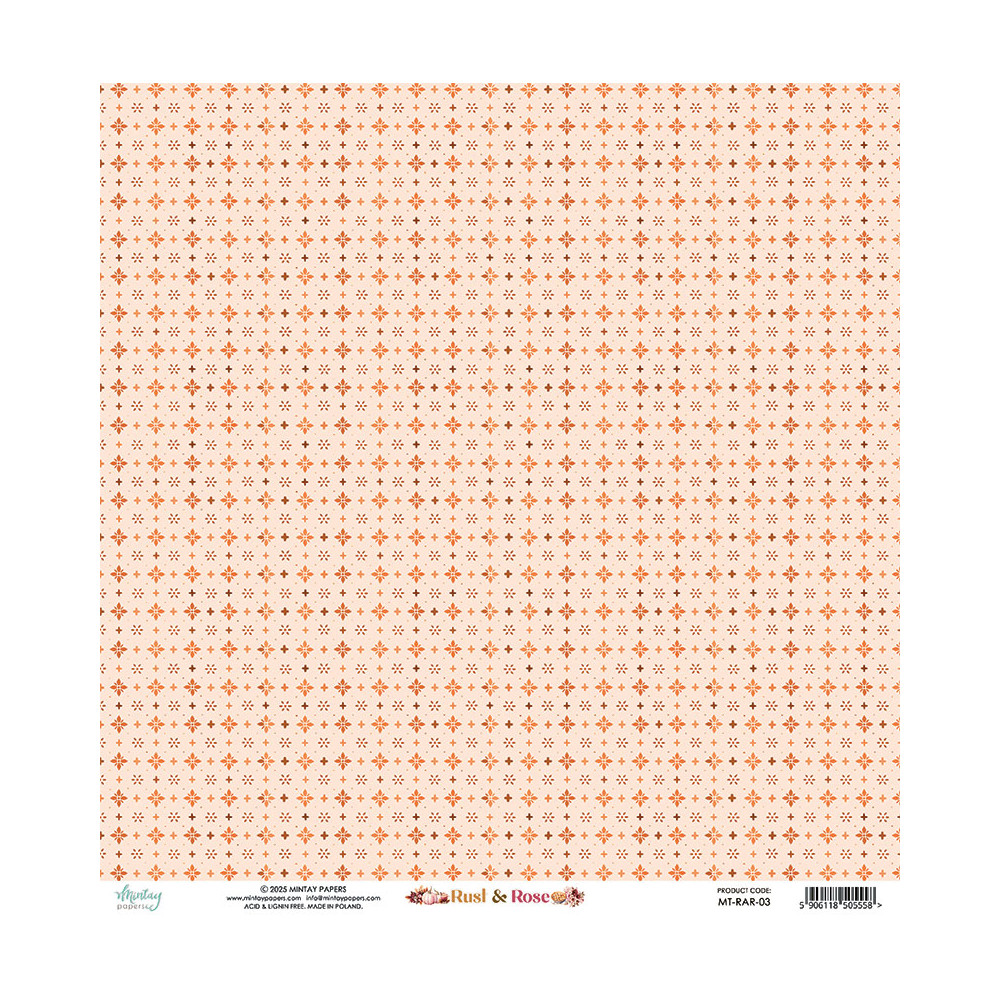 Papier do scrapbookingu 30,5 x 30,5 cm - Mintay - Rust & Rose 03