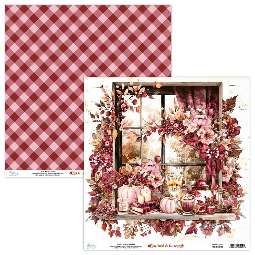 Papier do scrapbookingu 30,5 x 30,5 cm - Mintay - Rust & Rose 02