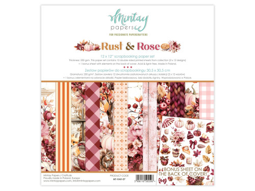Zestaw papierów do scrapbookingu 30,5 x 30,5 cm - Mintay - Rust & Rose