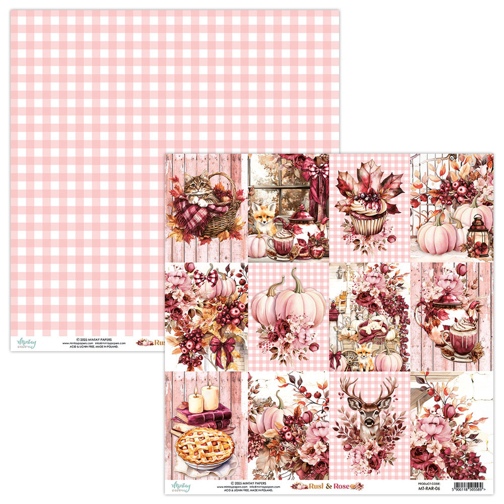 Set of scrapbooking papers 30,5 x 30,5 cm - Mintay - Rust & Rose