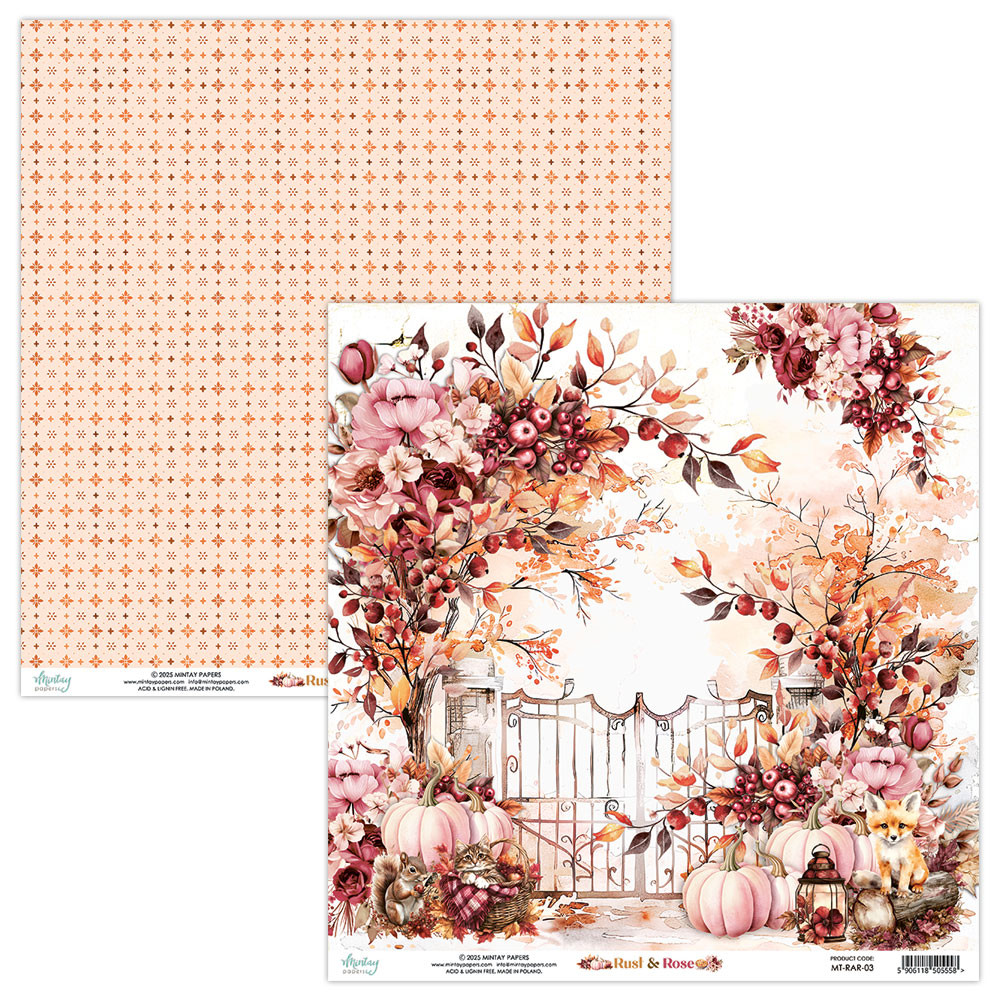 Zestaw papierów do scrapbookingu 20,3 x 20,3 cm - Mintay - Rust & Rose