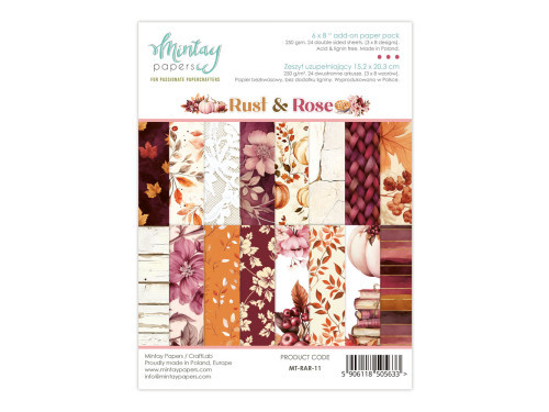 Zeszyt uzupełniający z papierami do scrapbookingu - Mintay - Rust & Rose