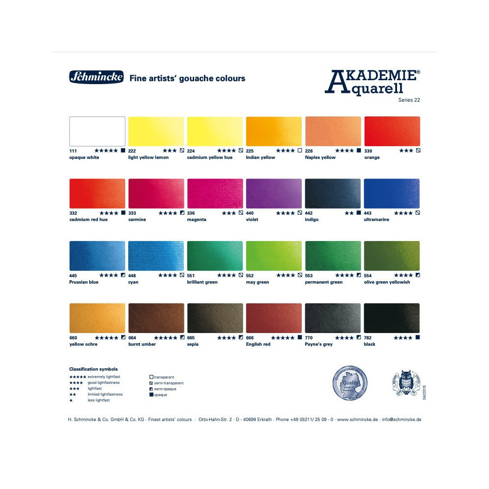 Set of Akademie Aquarell watercolor paints On the surface - Schmincke - 12 pcs.