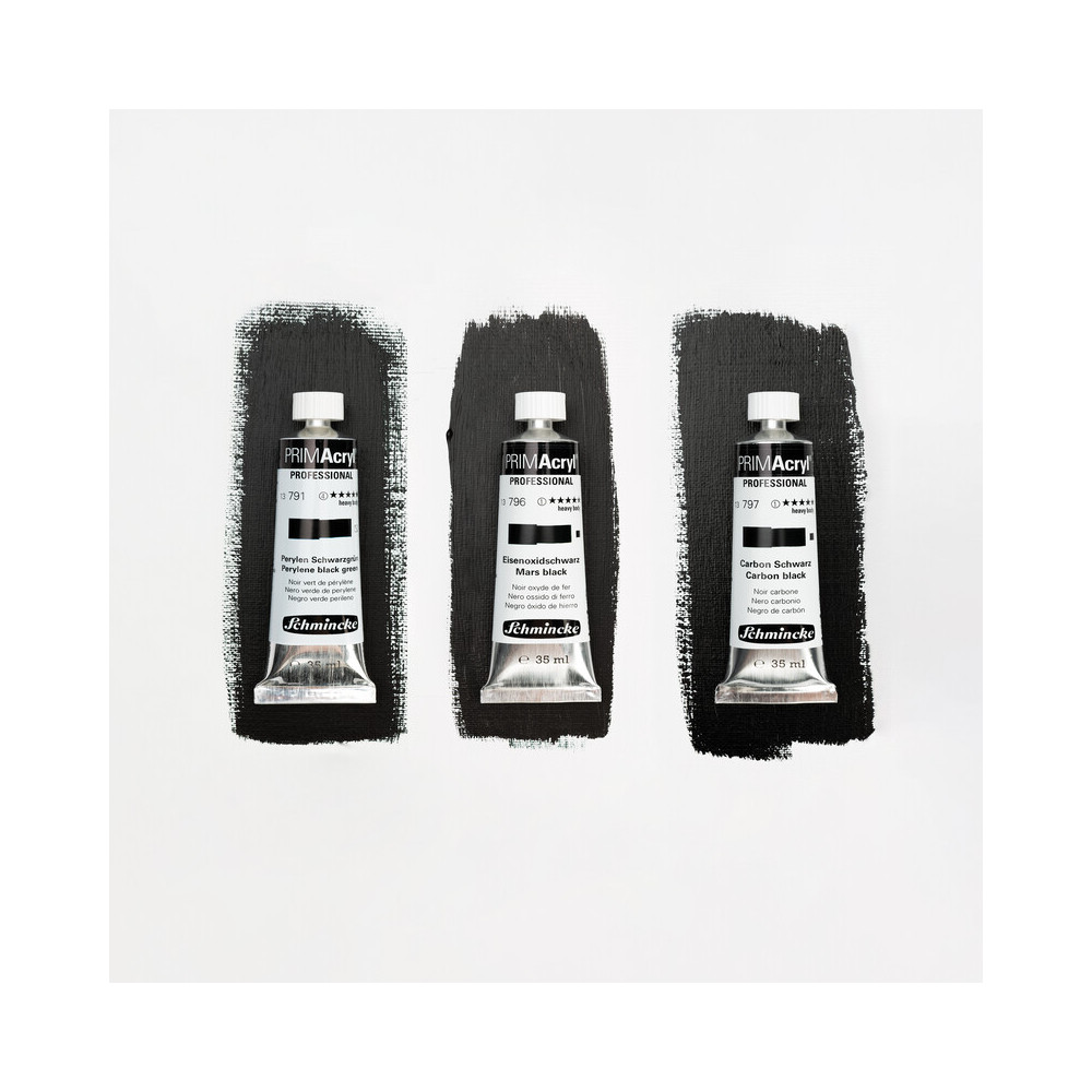 Set of PRIMAcryl professional acrylic paints Black Shades - Schmincke - 3 x 35 ml