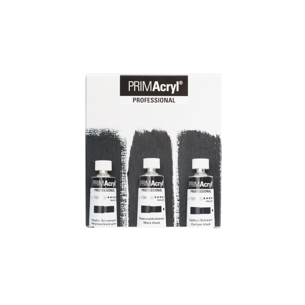 Zestaw farb akrylowych PRIMAcryl Black Shades - Schmincke - 3 x 35 ml