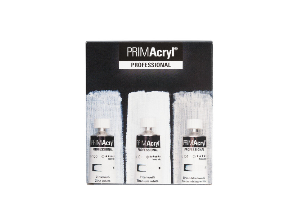 Set of PRIMAcryl professional acrylic paints White Shades - Schmincke - 3 x 35 ml