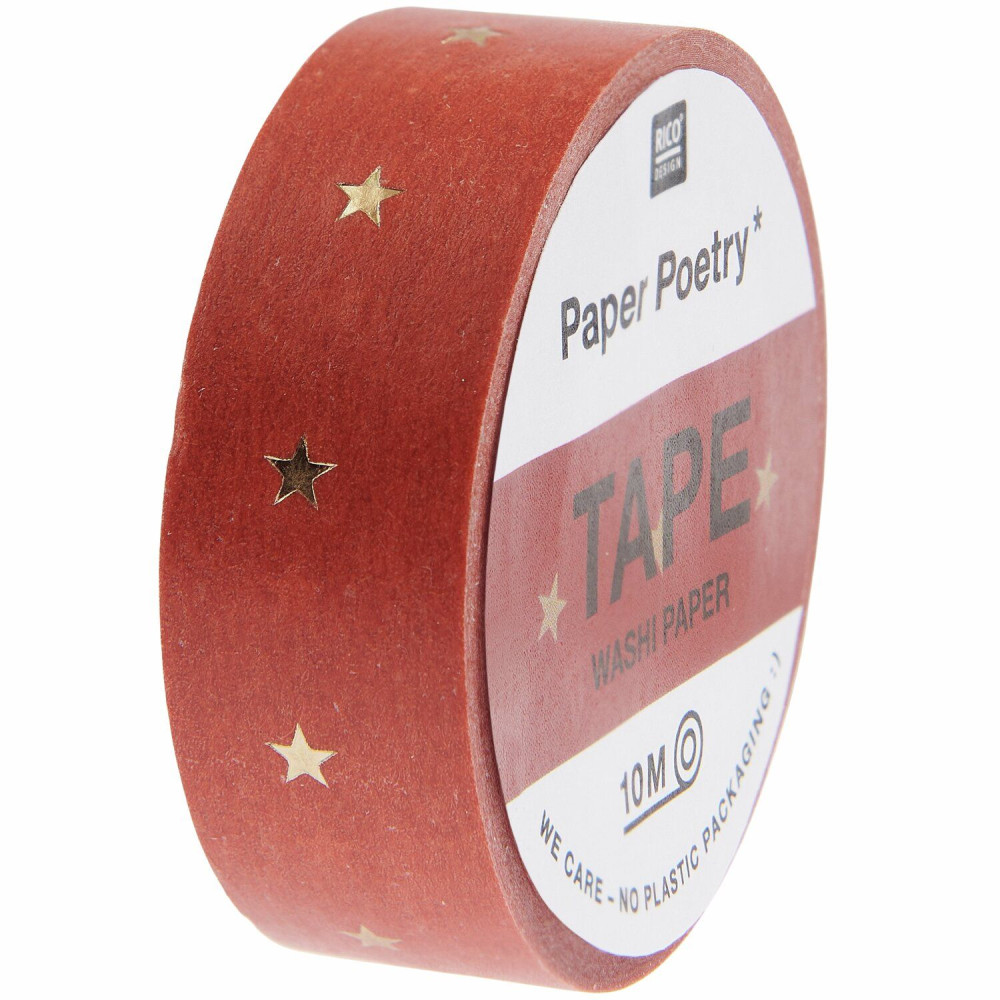 Taśma washi Stars - Paper Poetry - czerwona 15 mm x 10 m