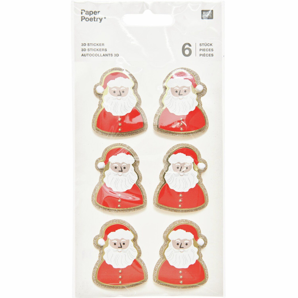 3D Christmas stickers Santa Claus - Paper Poetry - 6 pcs.