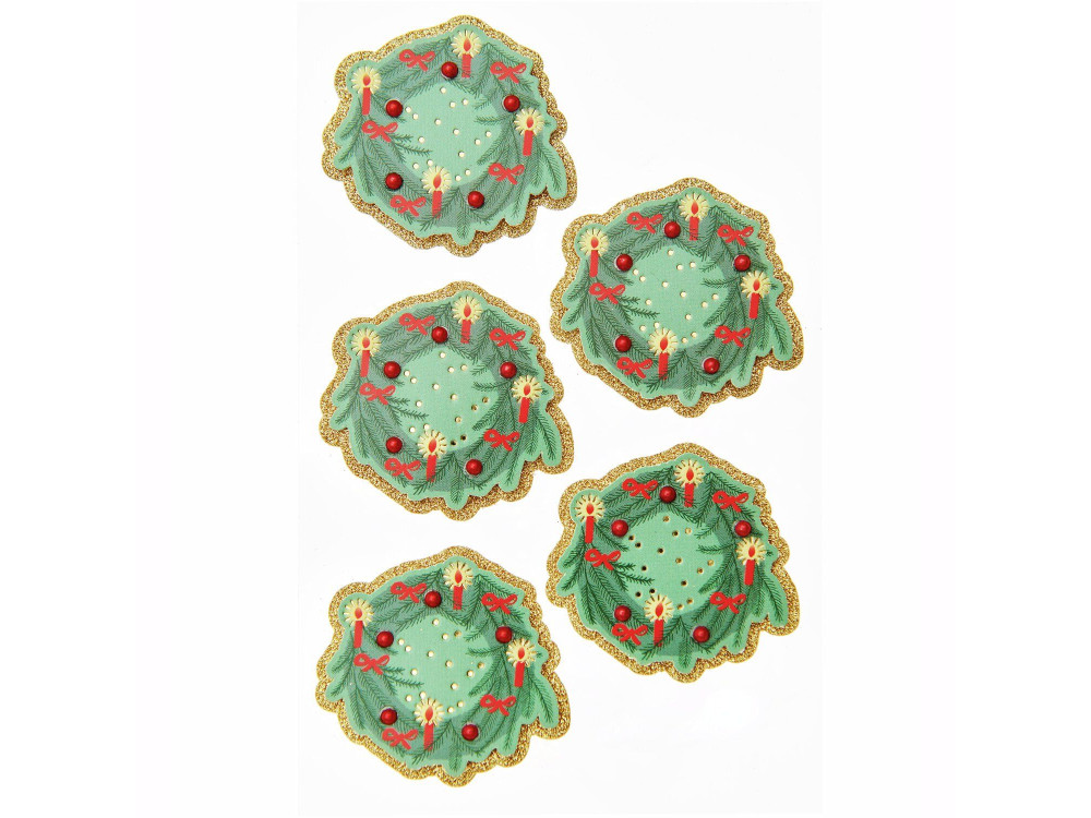 3D Christmas stickers Wreaths - Paper Poetry - 5 pcs.