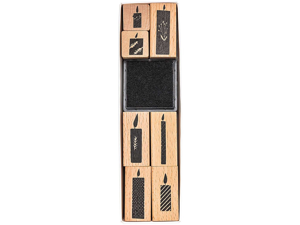 Zestaw stempli drewnianych Candles - Paper Poetry - 7 szt.