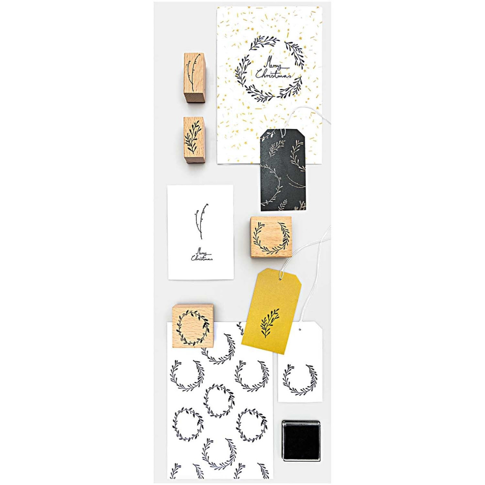 Zestaw stempli drewnianych Wreaths - Paper Poetry - 4 szt.