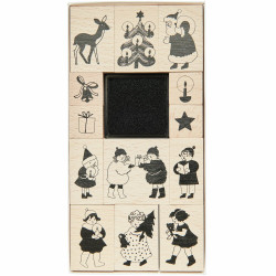 Set of wooden stamps Christmas Kids - Paper Poetry - 13 pcs.