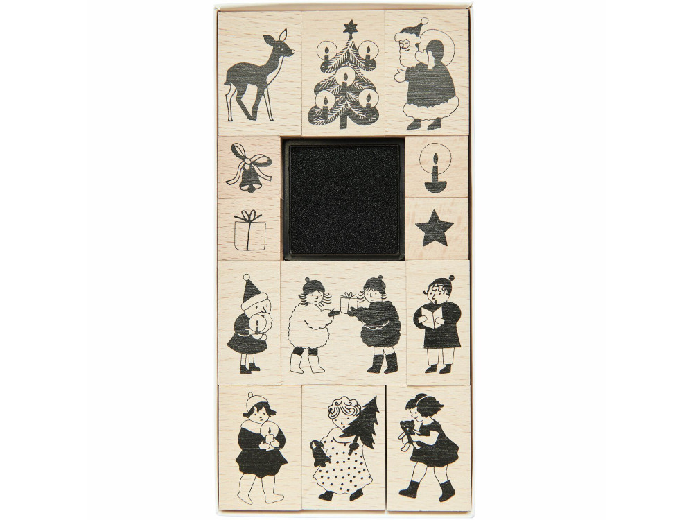 Set of wooden stamps Christmas Kids - Paper Poetry - 13 pcs.