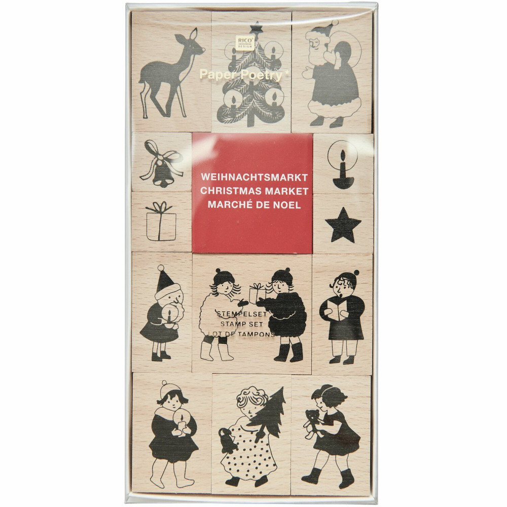 Set of wooden stamps Christmas Kids - Paper Poetry - 13 pcs.