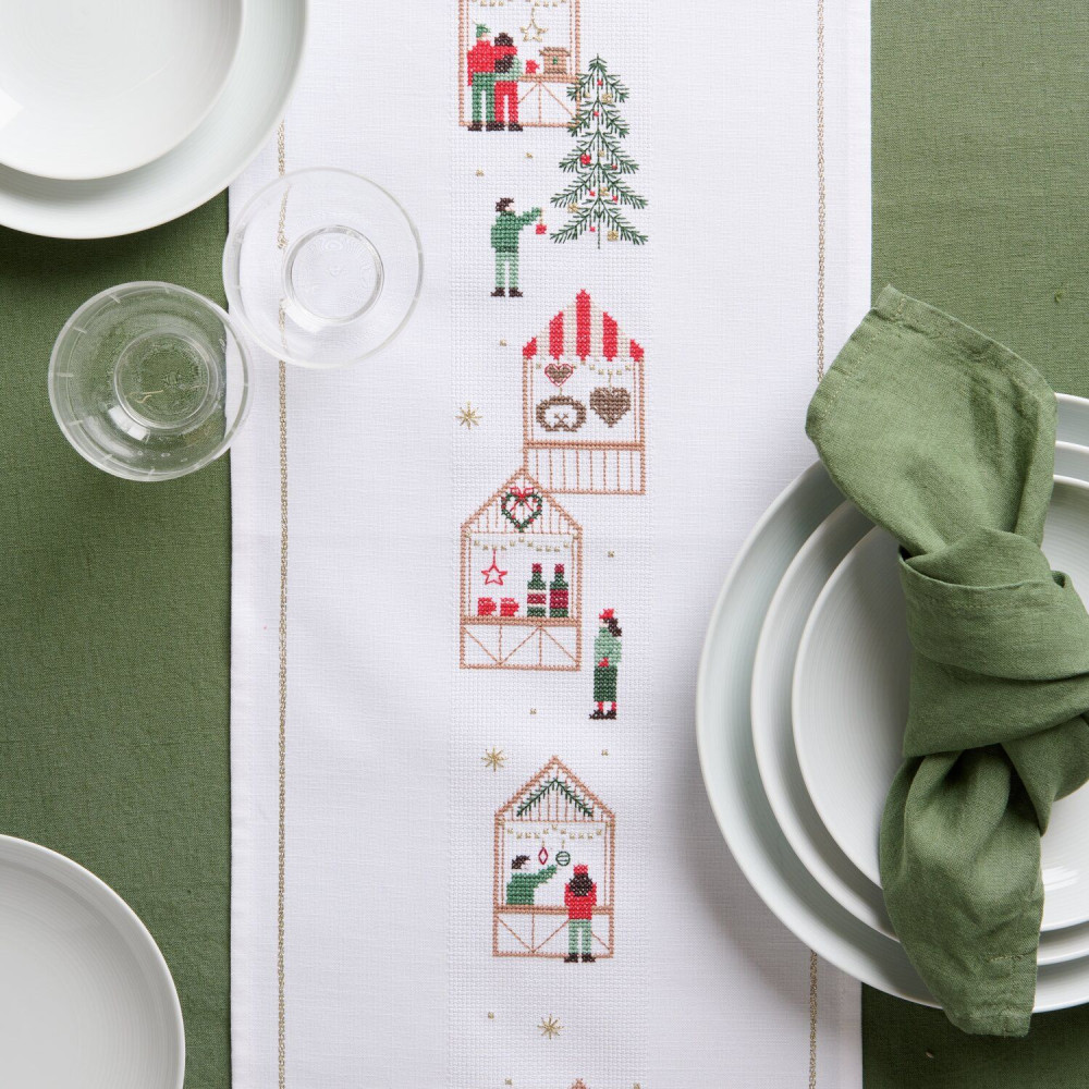 Embroidery Kit Table Runner - Rico Design - Christmas Market