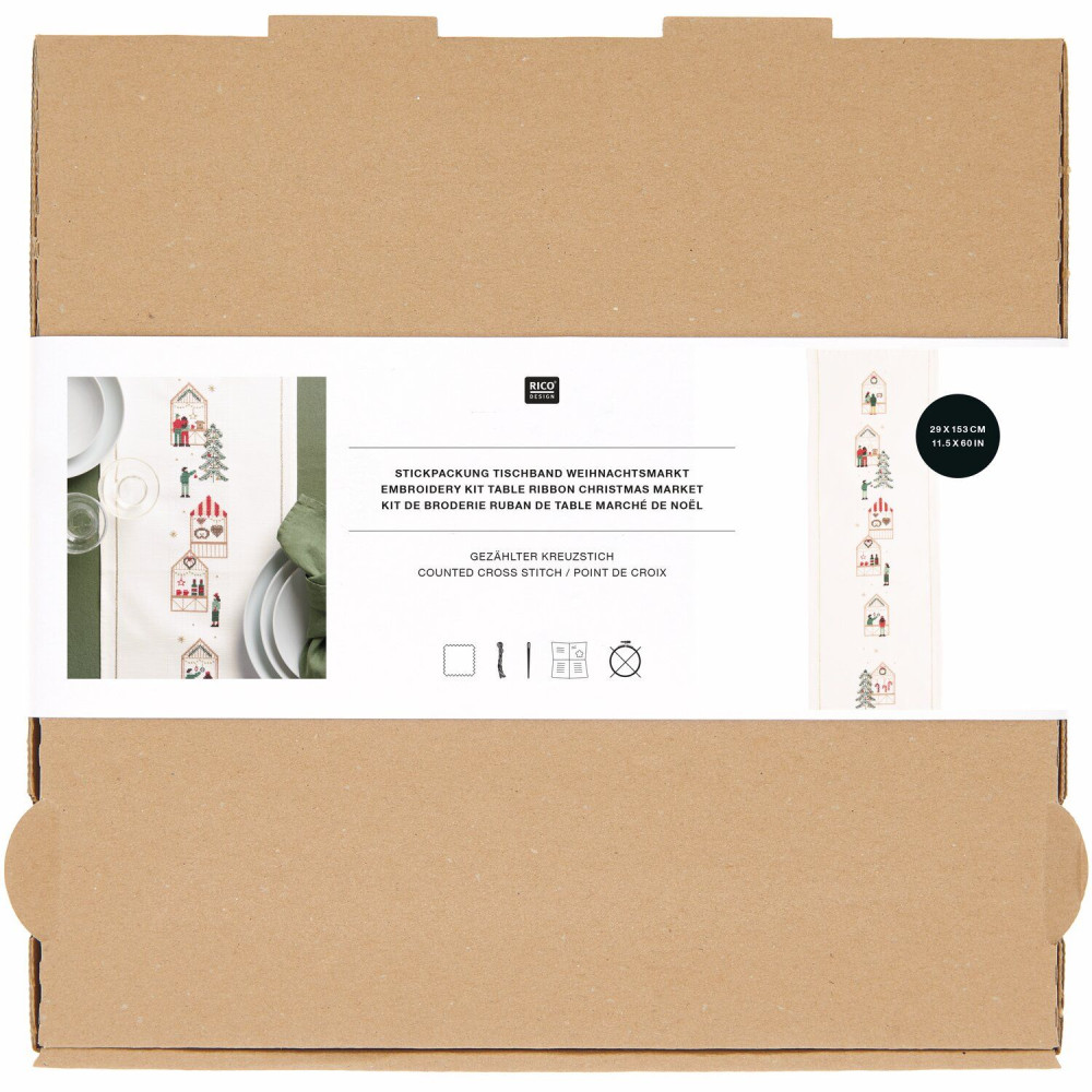 Embroidery Kit Table Runner - Rico Design - Christmas Market