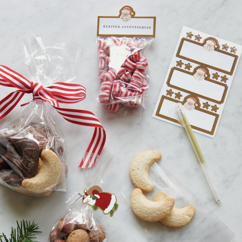 Self-adhesive gift labels Santa Claus - Paper Poetry - gold 9 pcs.