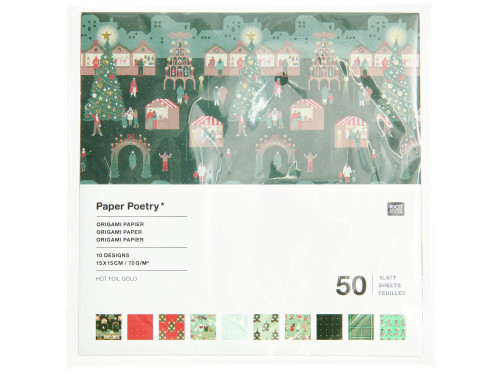 Papier origami Jarmark Świąteczny - Paper Poetry - 15 x 15 cm 50 ark.