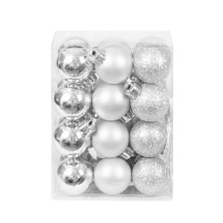 Shatterproof baubles - silver 3 cm 24 pcs.