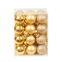 Shatterproof baubles - gold 3 cm 24 pcs.