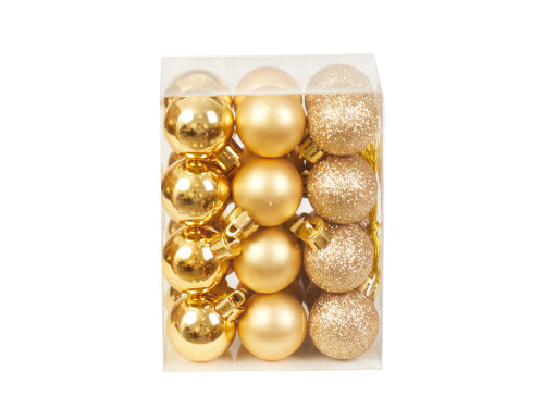 Bombki choinkowe nietłukące - złote 3 cm 24 szt.