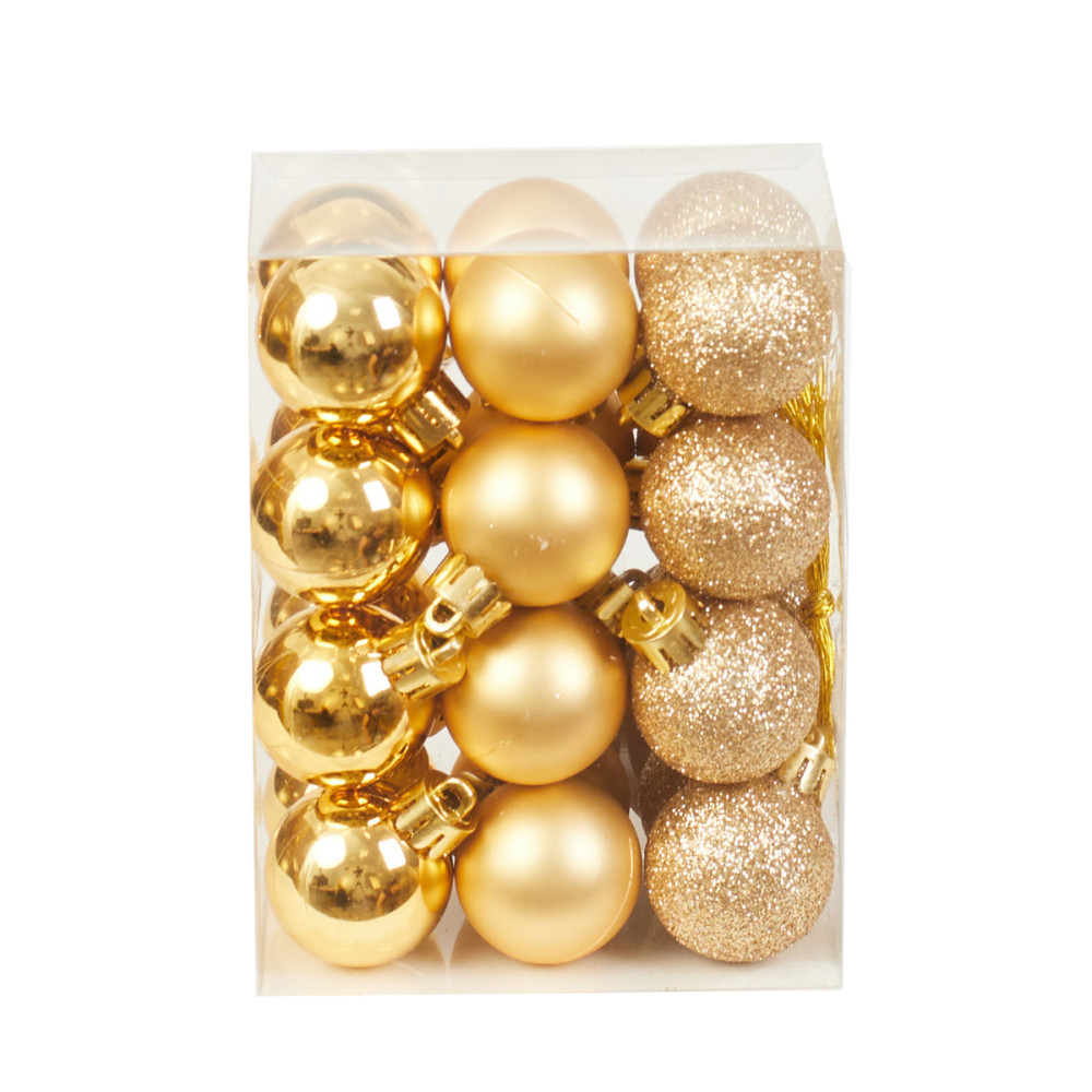 Shatterproof baubles - gold 3 cm 24 pcs.