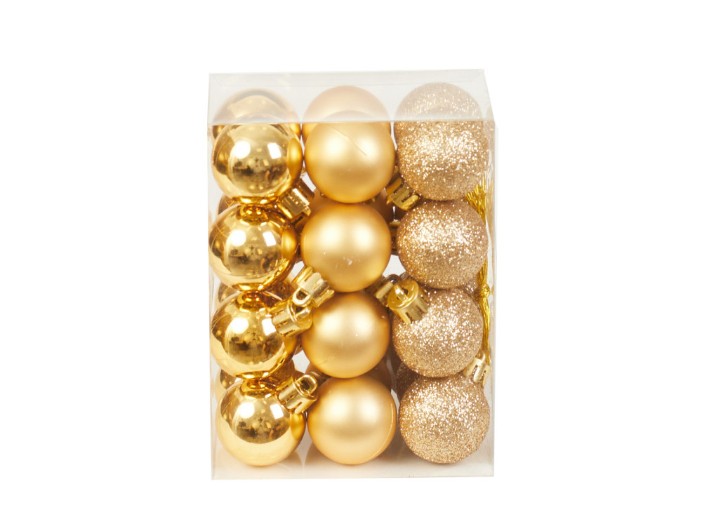 Shatterproof baubles - gold 3 cm 24 pcs.