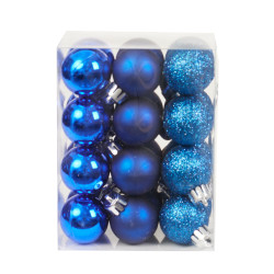 Shatterproof baubles - blue 3 cm 24 pcs.