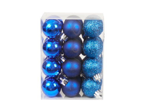 Shatterproof baubles - blue 3 cm 24 pcs.