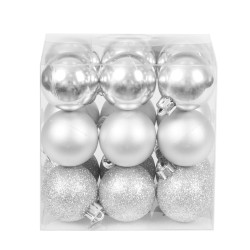 Shatterproof baubles - silver 4 cm 18 pcs.