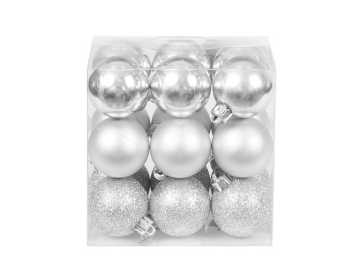 Bombki choinkowe nietłukące - srebrne 4 cm 18 szt.